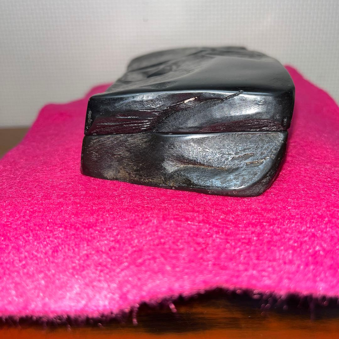 ⭕️諸鹿石硯　希少　大久保喜代雄　共蓋付き自然硯　新品美品　墨持ち良い　鳥取県産出