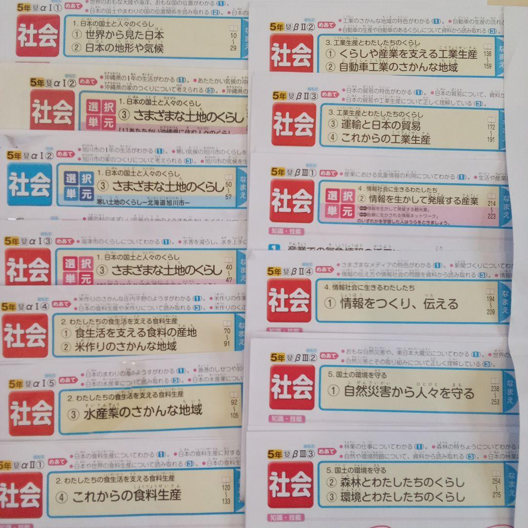 小学5年　カラーテスト　社会　日本文教　正進社　最新版