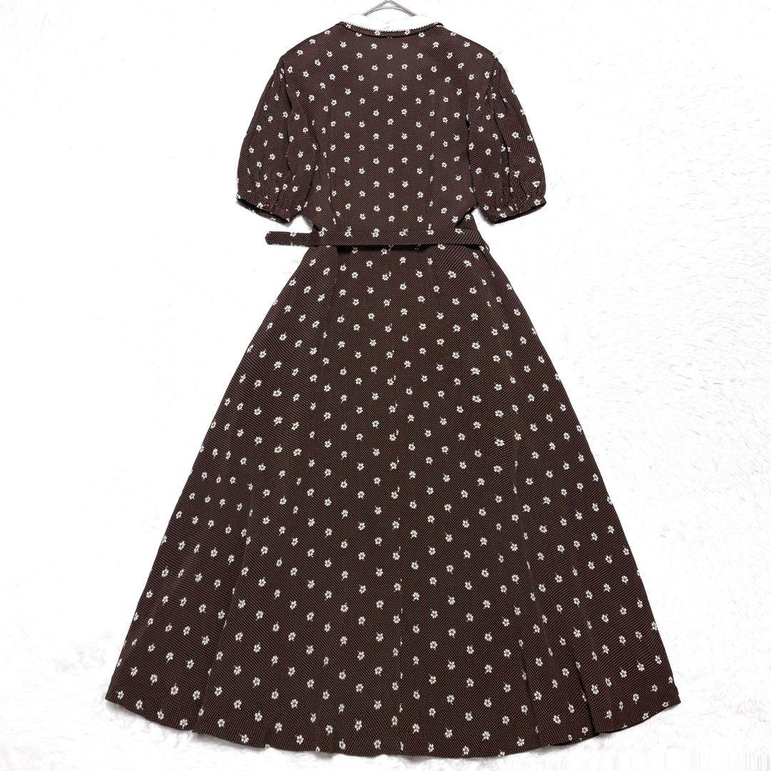 【美品】ピンクハウス リボン 二重襟 ピコレース ボリューム ワンピース 上品