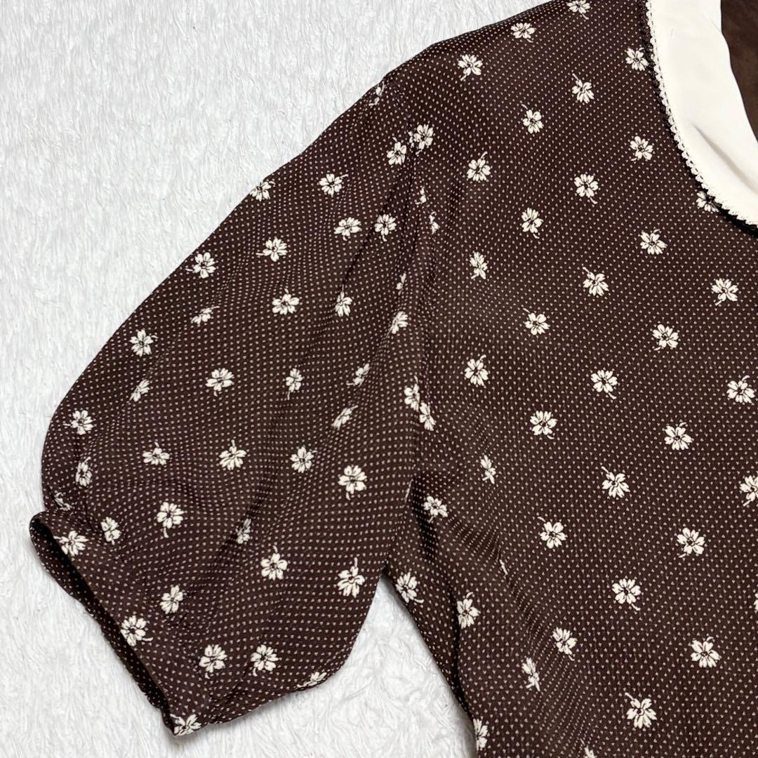 【美品】ピンクハウス リボン 二重襟 ピコレース ボリューム ワンピース 上品