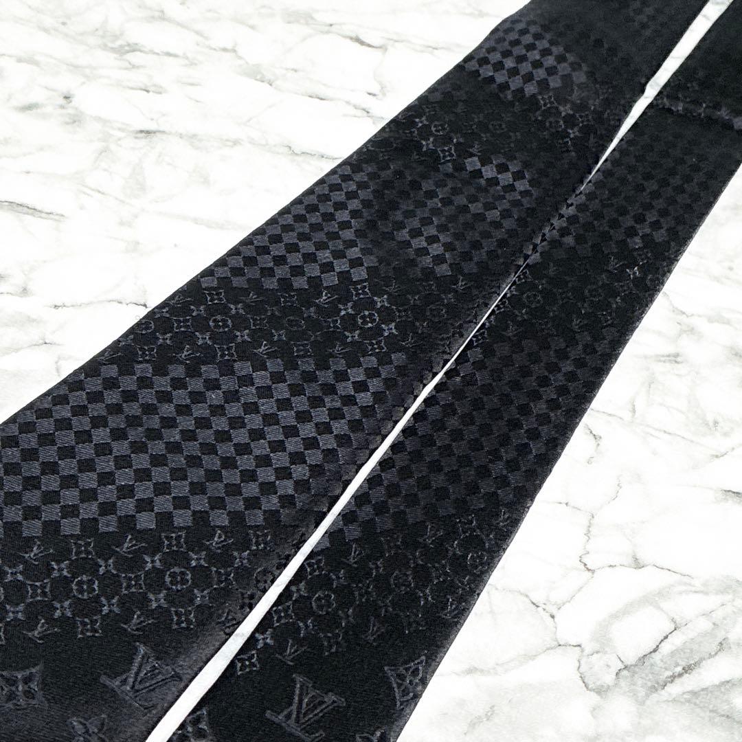 ✨週末で出品終了✨ルイヴィトン　ダミエミックスモノグラム　ブラック　ネクタイ