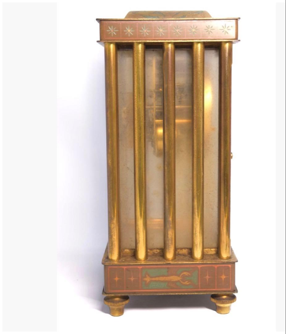 置時計 Nマーク ゼンマイ式 ガラス製 振り子時計 日本美術時計 動作未確認