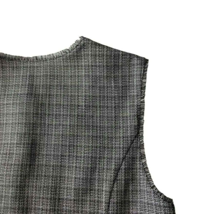 新品　GLOBAL WORK　ツイードペプラムジレ　L　ウォッシャブル　黒