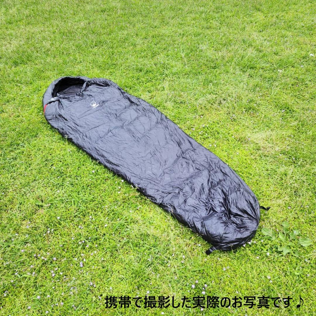 アウトドア　防水　グース　ダウン　マミー型 寝袋　シュラフ ブラック　1000g