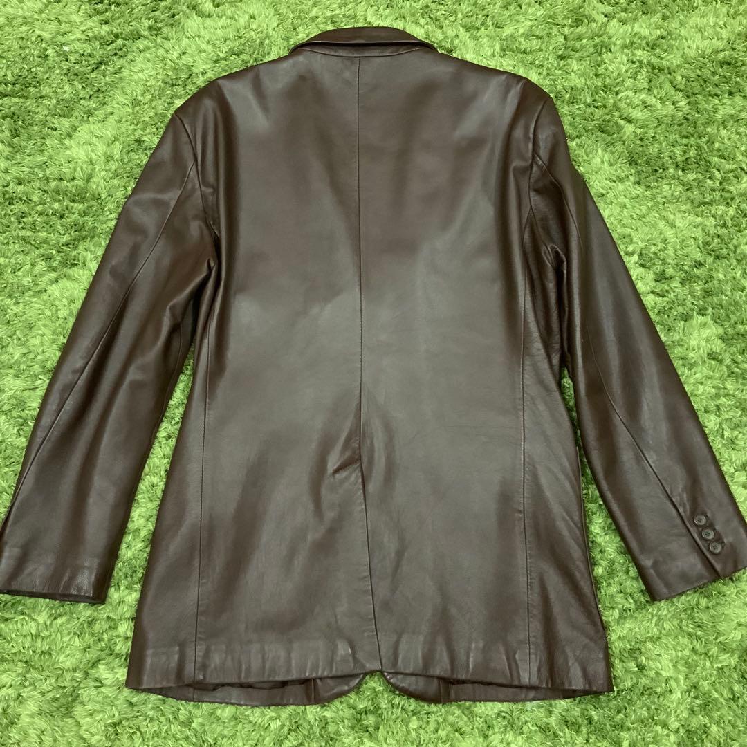 ラムレザー 裏地総柄 renoma レノマ テーラードジャケット メンズL