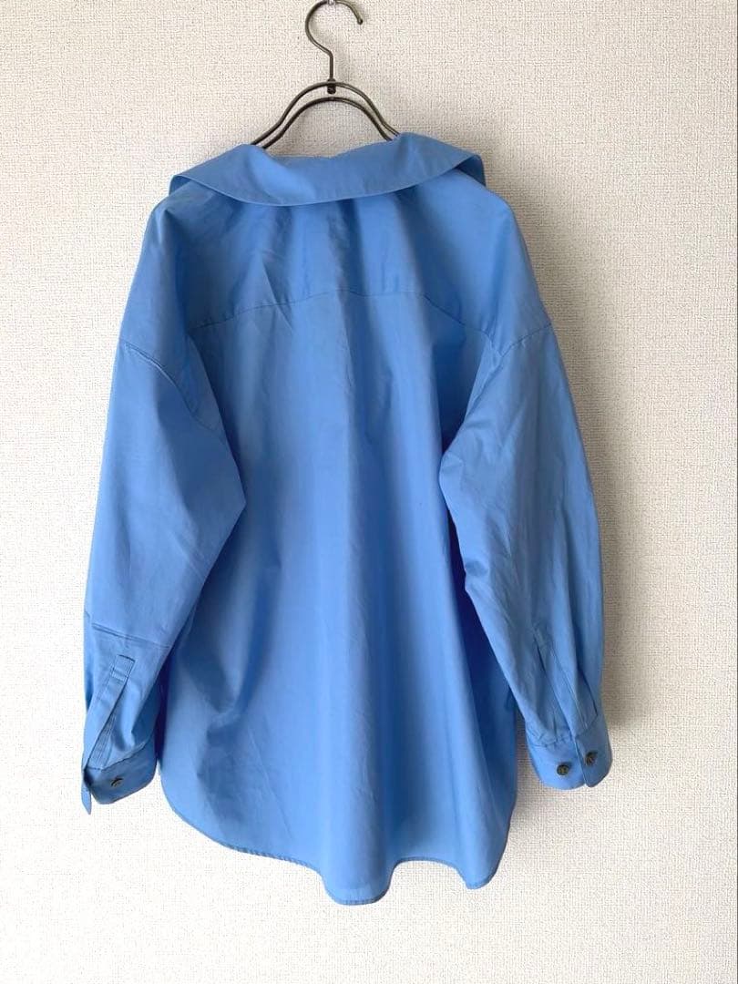 allureville スーピマコットンスキッパーシャツ ブルー 長袖