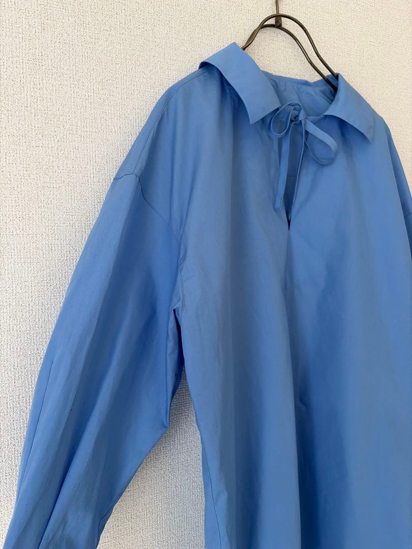 allureville スーピマコットンスキッパーシャツ ブルー 長袖