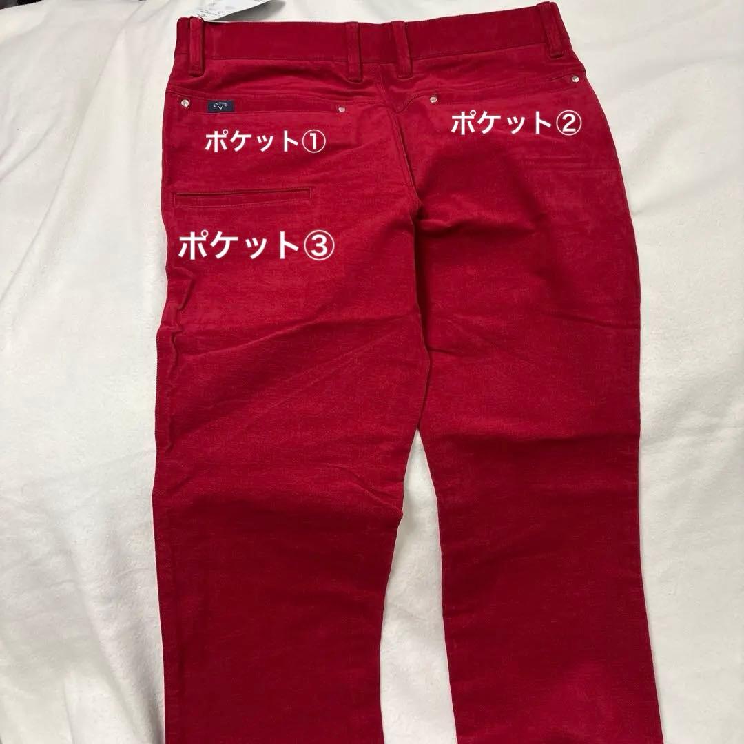 Callaway ゴルフ　メンズ　Lサイズ　赤 パンツ ボタン付き