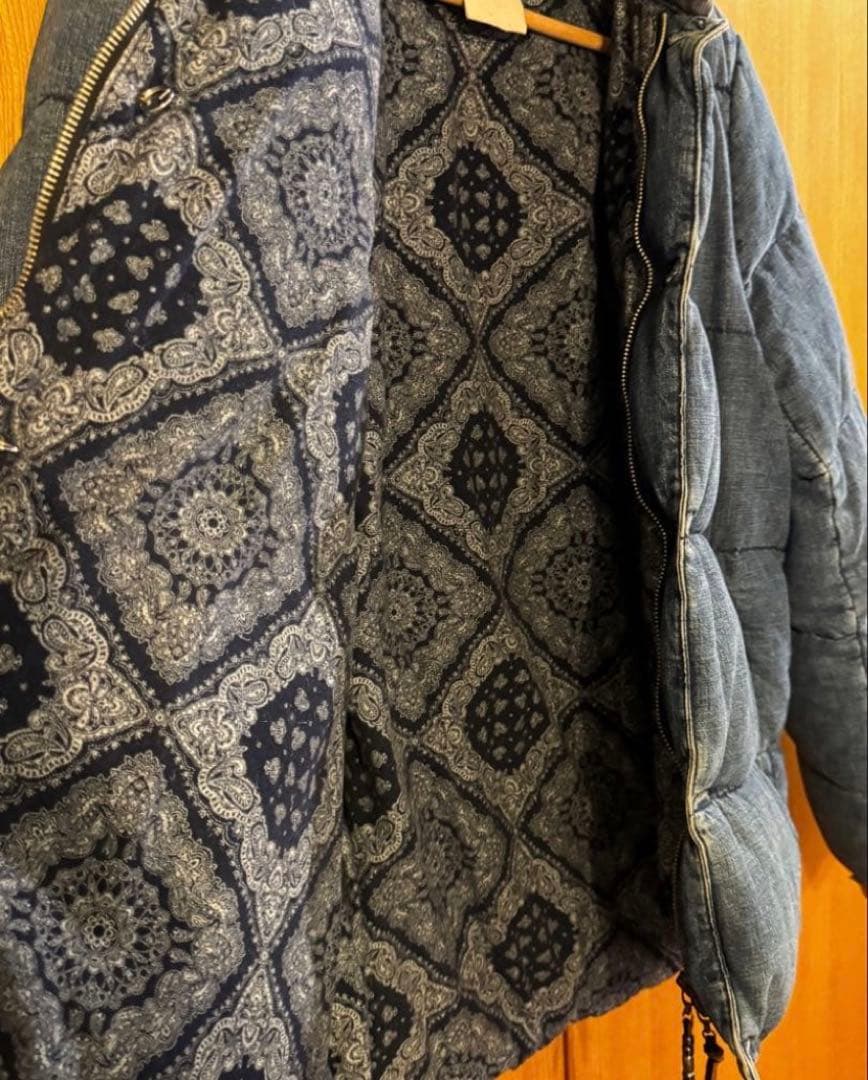 REMI RELIEF ダウンジャケット　L デニム　ペイズリー