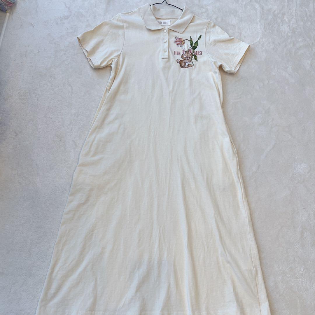 最終値下げ　ピンクハウス　ウサギチューリップ刺繍カットソーワンピース