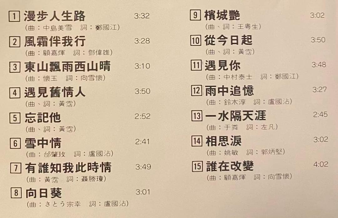 貴重廃盤CD－ 鄧麗君テレサ・テン・1985年広東語ベストアルバム「粤語名曲選」