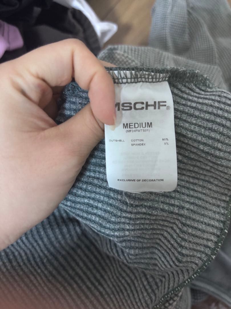 MSCHF リブ編みパーカー Mサイズ みどりグレー