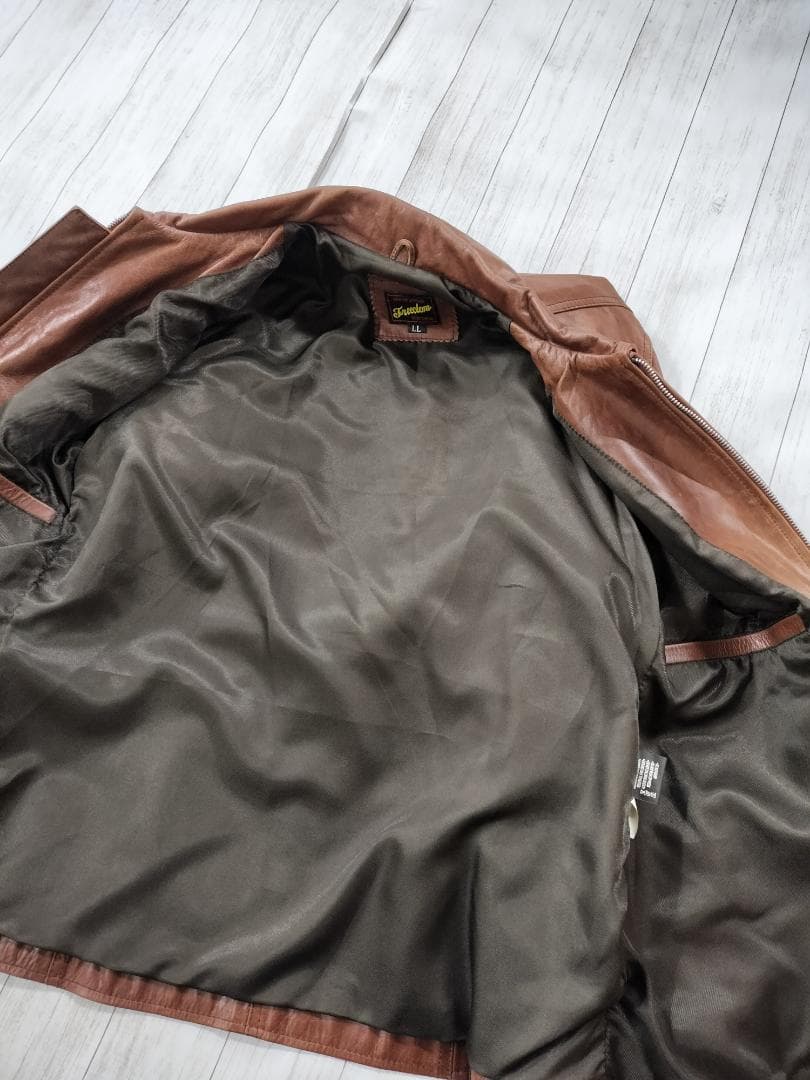 フリーダム/バッファローレザージャケット/シングルSIZE LL/XL滑らか裏地