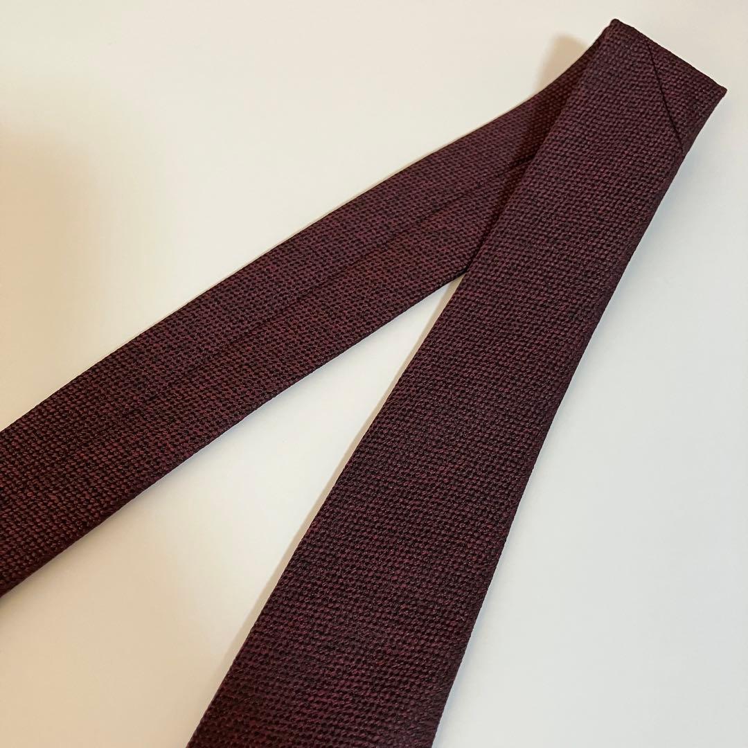 エルメネジルドゼニア　ネクタイ　無地ソリッド　えんじバーガンディ
