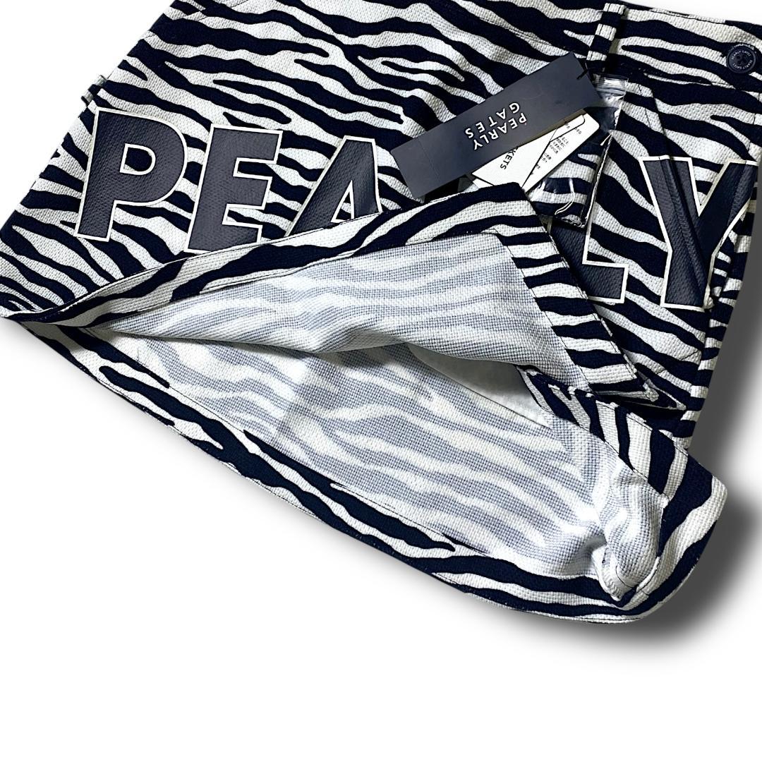 定価35200円 1 パーリーゲイツ ゼブラ総柄 ビッグロゴ ミニスカート