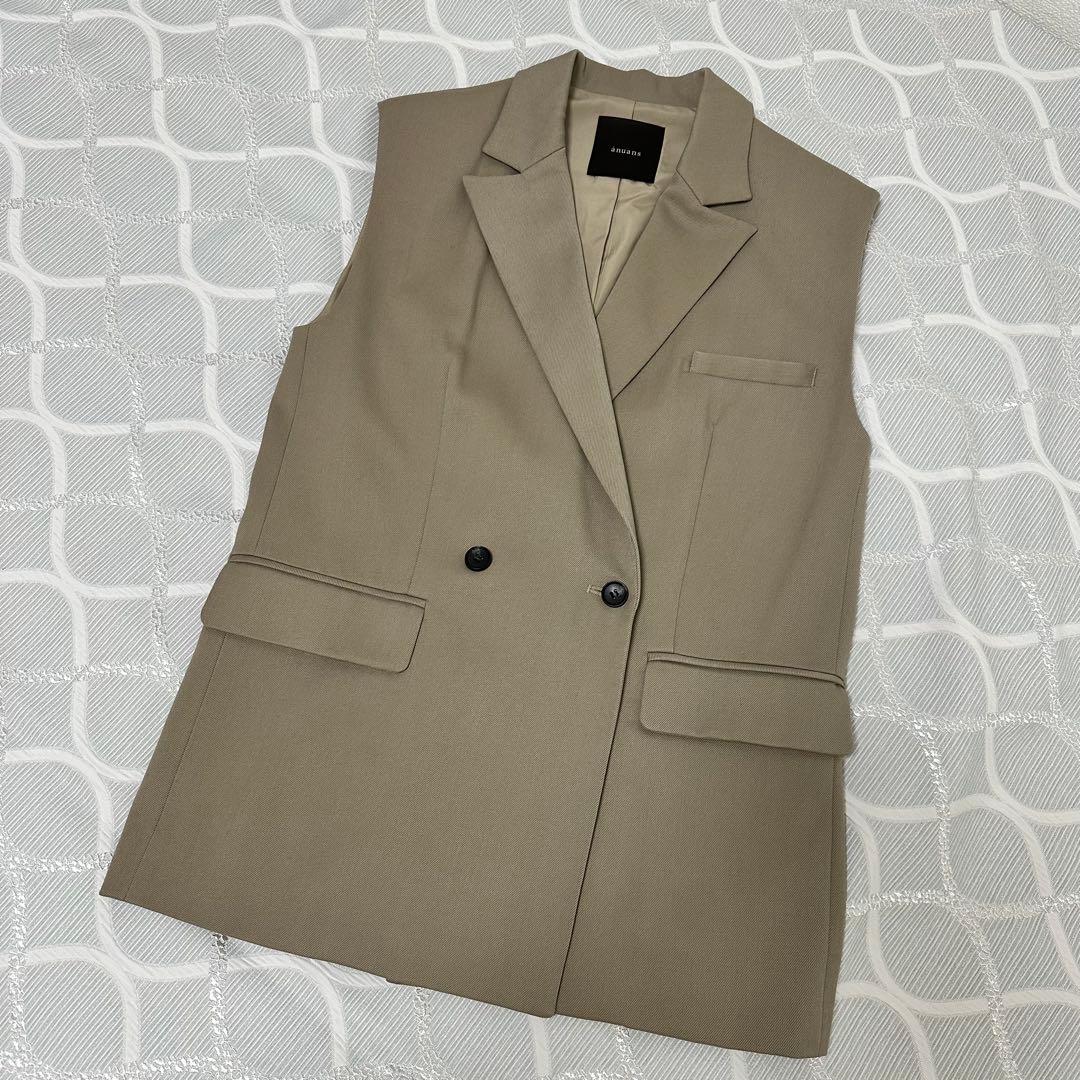 【美品】anuans ウールブレンドツイルオーバー ジレ
