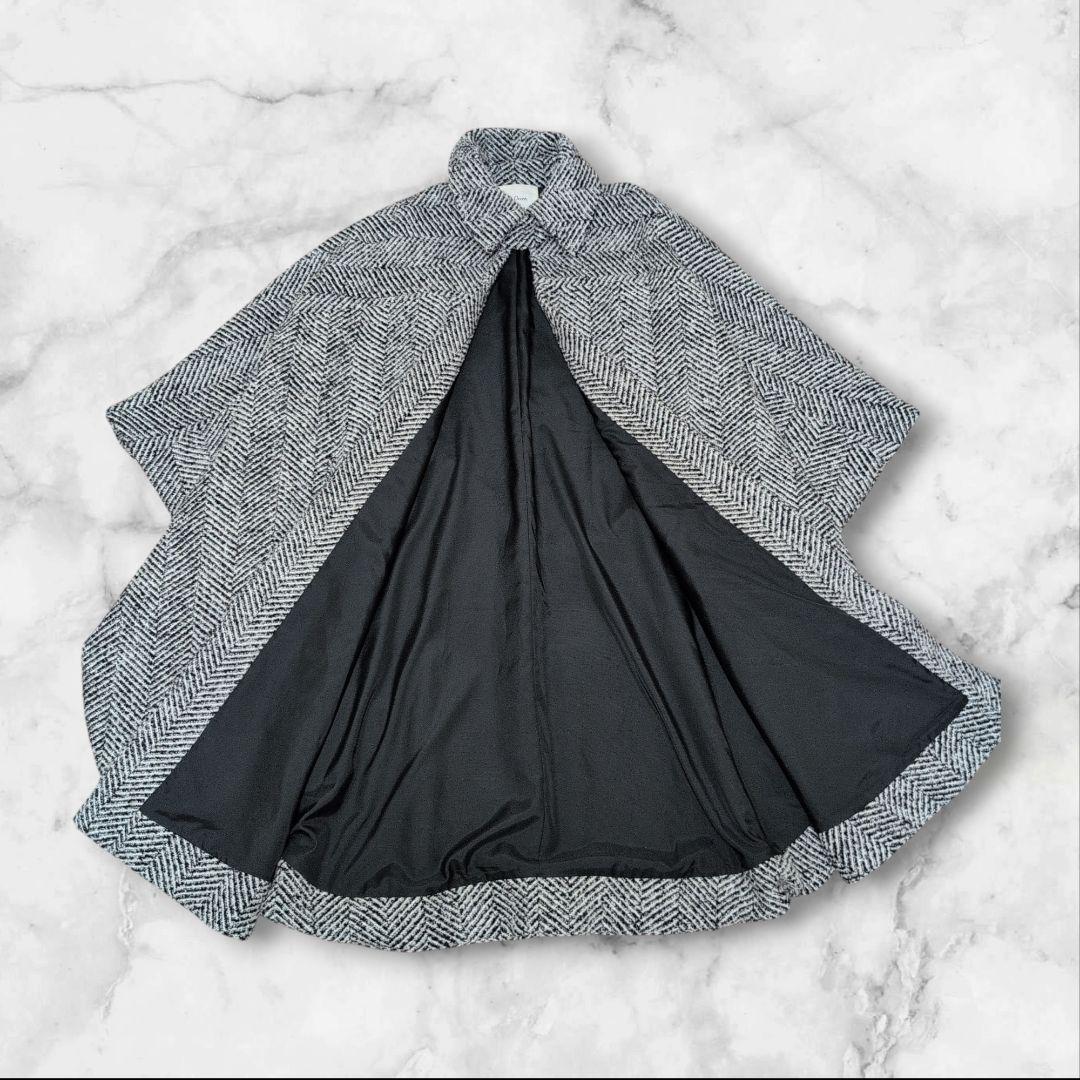 Mila owen ミラオーウェン ビックカラー ケープコート ツイード