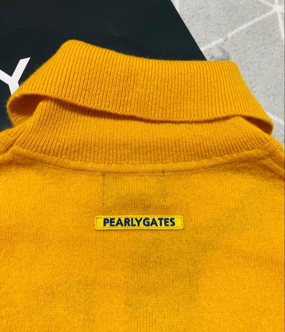 新品 パーリーゲイツ カシミヤ天竺 タートルネックニットプルオーパー(6)LL黄