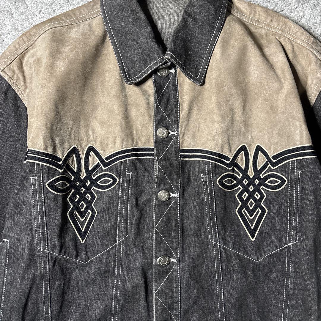 FICCE デニムジャケット　単丈　刺繍デザイン　ヴィンテージ　90s 日本製