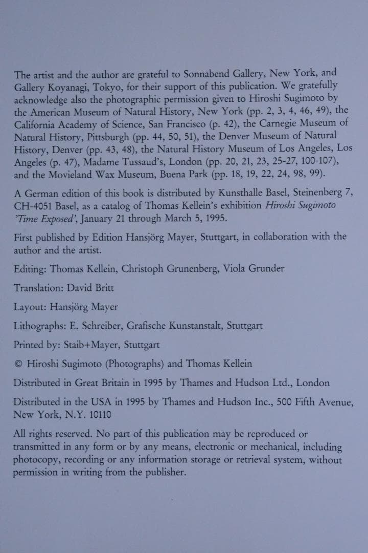 【Hiroshi Sugimoto：TIME EXPOSED】著作直筆サイン美本