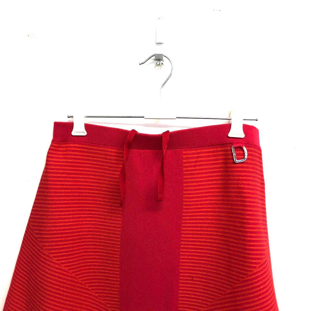 デサントゴルフ　ピンク/オレンジ　ボーダー　レディーススカート　ウエストゴム　S