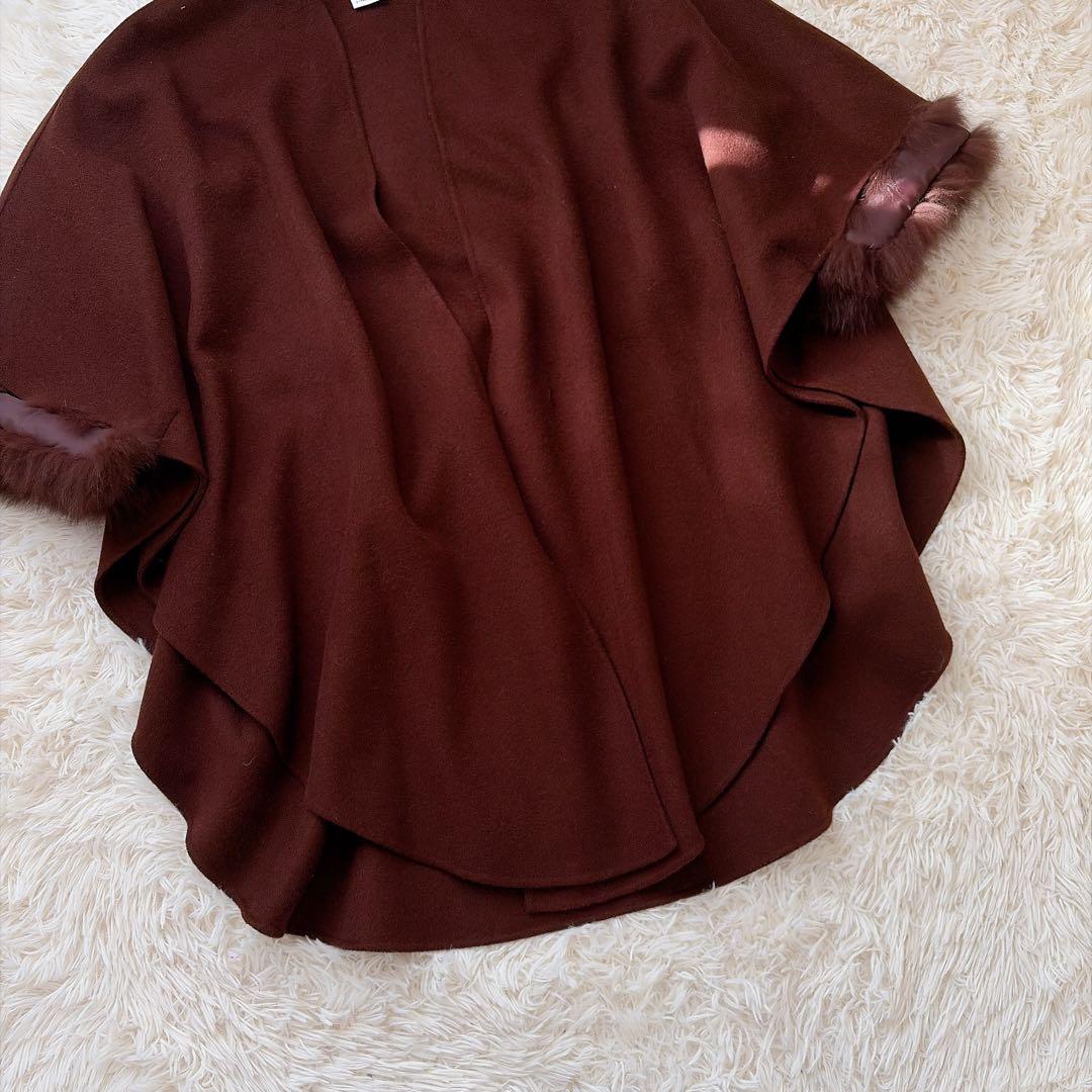 ダイアグラム　diagram フォックスファー　ウールリバーポンチョ　ブラウン