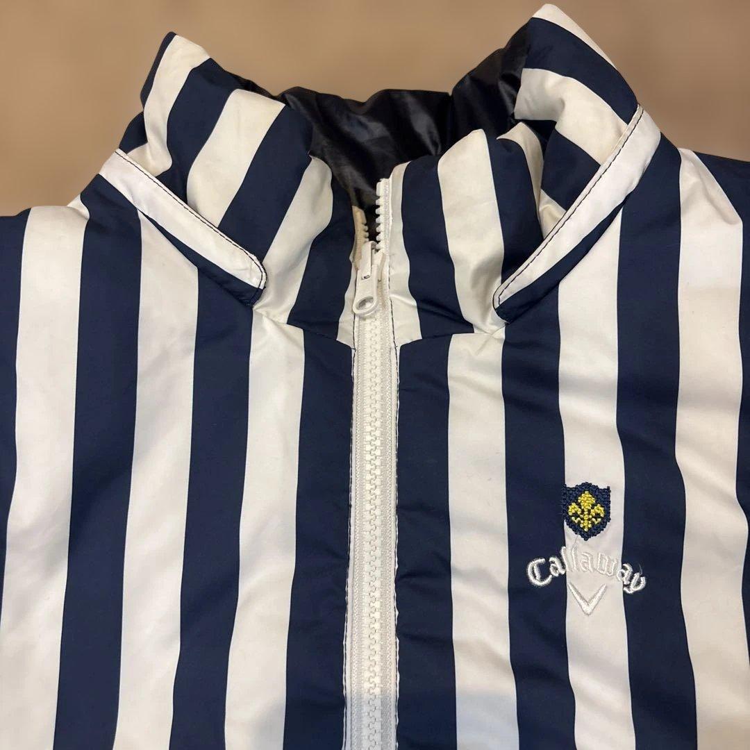 Callaway ネイビー /紺白リバーシブルダウンジャケットベスト袖着脱L