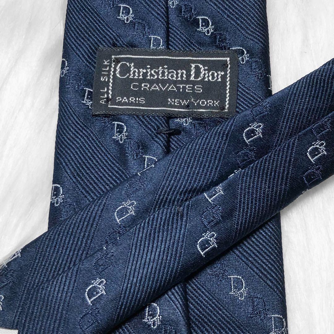 クリスチャンディオール★ネクタイ オブリーク トロッター柄 シャドー ネイビー