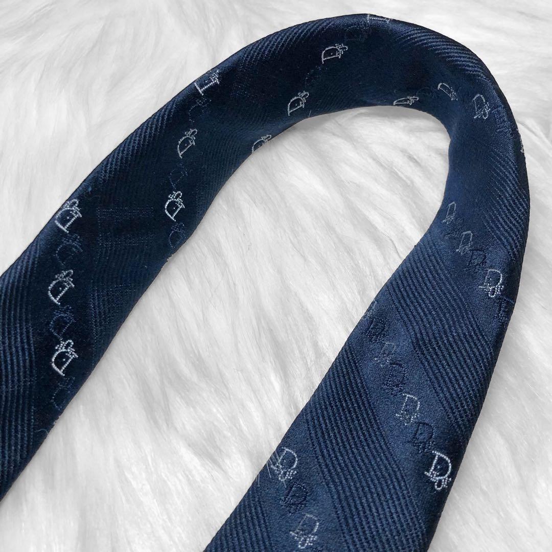 クリスチャンディオール★ネクタイ オブリーク トロッター柄 シャドー ネイビー