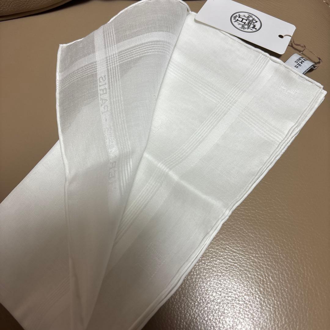 新品 HERMES / エルメス ハンカチーフ ホワイト