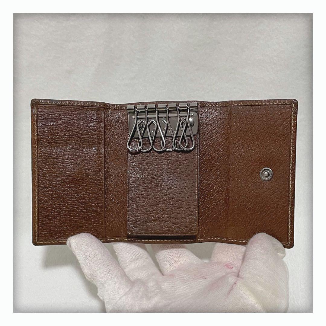 3/1中削除‼️ 人気 GUCCI グッチ キャンバス 6連 キーケース ブラウン