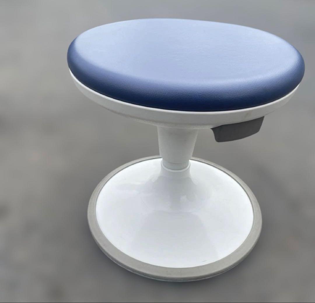 ⑤オカムラ インディゴブルー 円盤脚 回転スツール