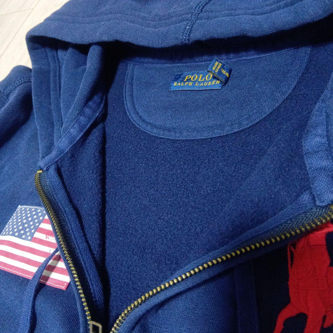 ポロ ラルフローレン ビッグポニー刺繍　 ネイビー パーカー　USA国旗