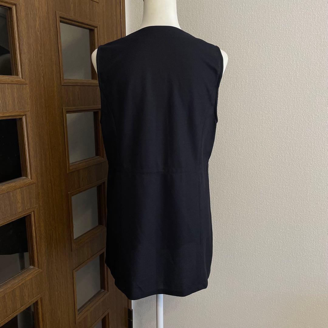 レリアン　未使用　ロシャス　春夏ノーカラーベスト　ジレ　濃紺