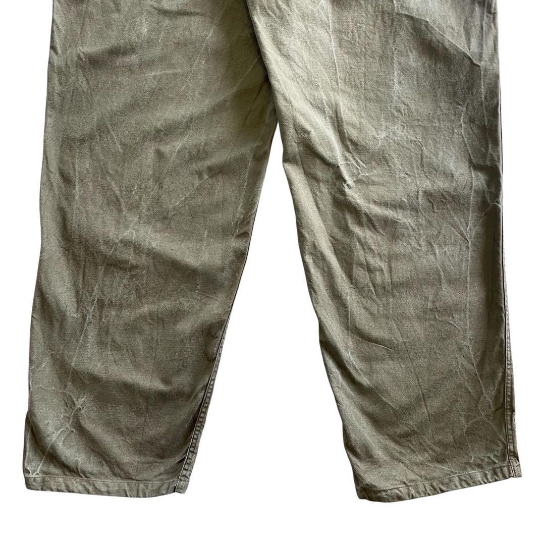 60s ヴィンテージ フランス軍 メカニックパンツ ミリタリーパンツ ユーロ 緑