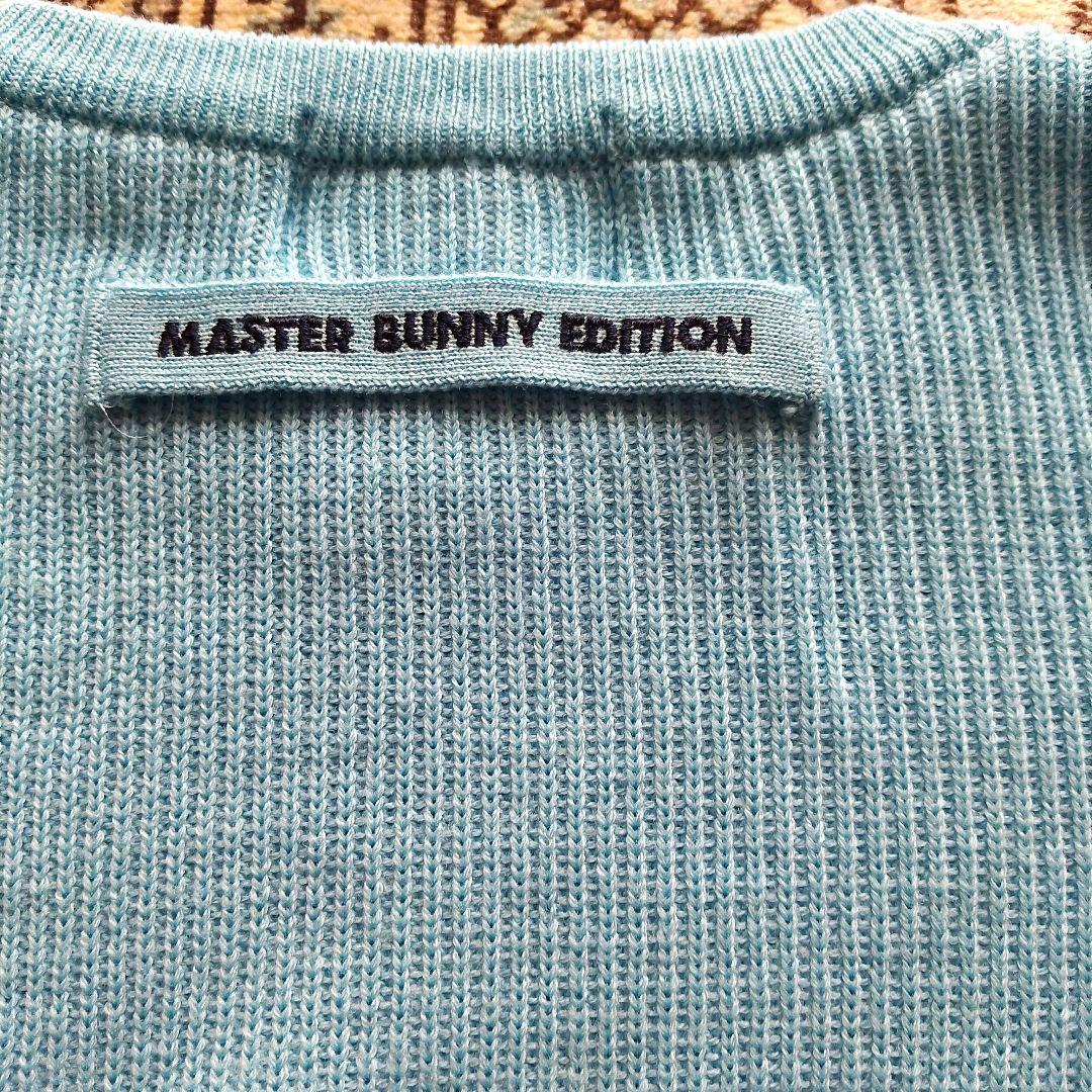 水色リブ編みセーター ゴルフエンブレム付き