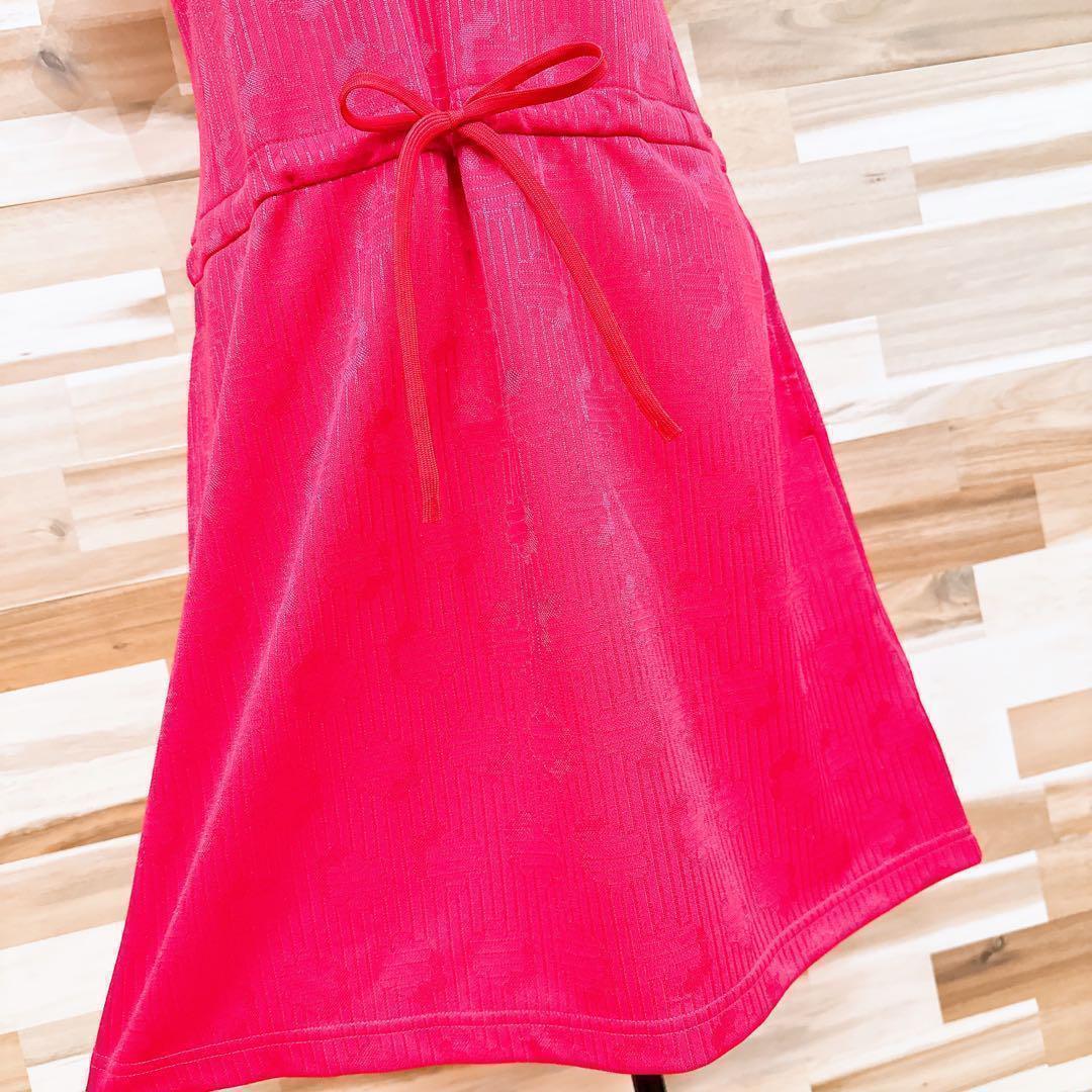 【マリクレール】ゴルフ 半袖ワンピース ビビットカラー 春夏 M ピンク×白