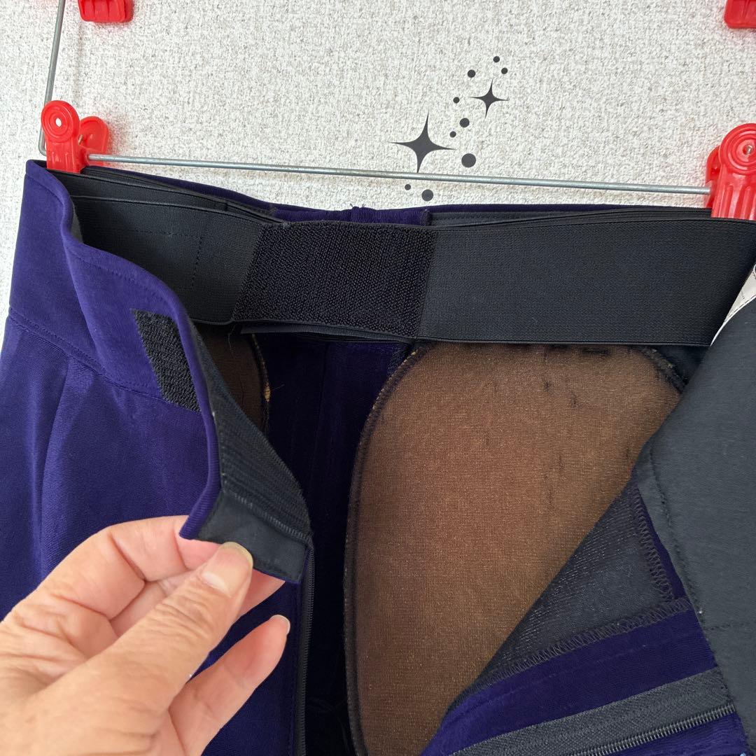 日曜23:00まで！社交ダンス デモ 舞台衣装 紫色ストライプビジュー付きスーツ