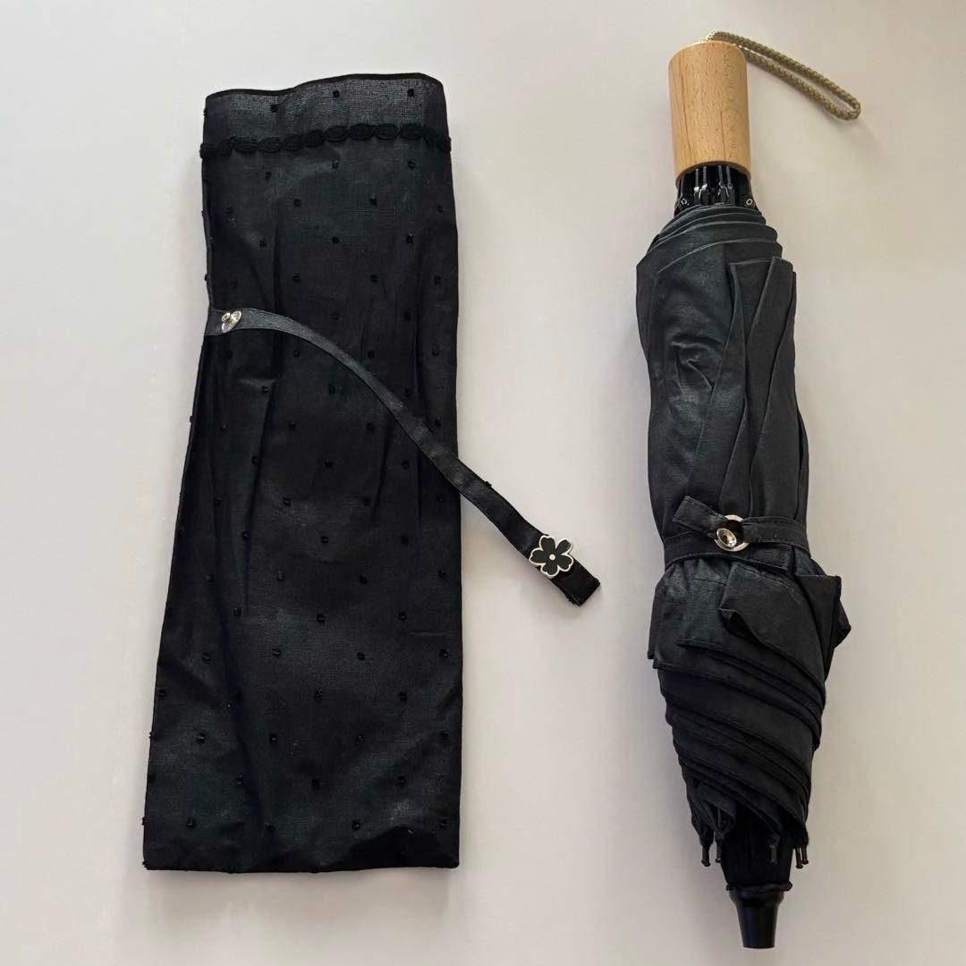 【美品】BURBERRY バーバリー 折り畳み日傘 晴雨兼用 ブラック／ドット柄