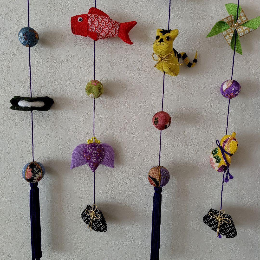 ちりめん細工　端午の節句壁掛け下げ飾り(5下げ)