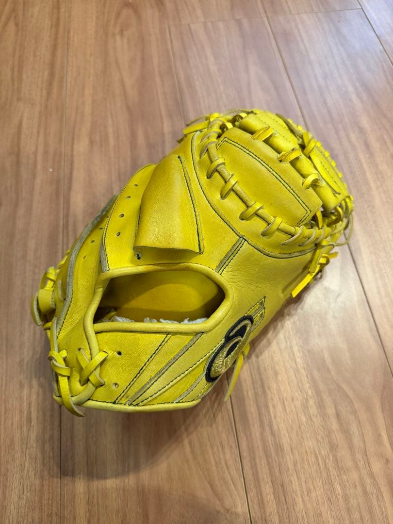 【一般軟式】キャッチャーミット　アシックス　ゴールドステージ　イエロー
