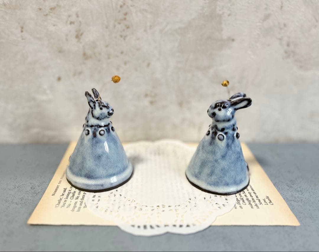 Allangeloアランジェロ様　ウサギうさぎ陶器ベル オブジェ blythe