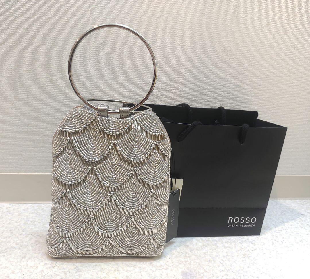 新品　ROSSO リングハンドルビジューバッグ　パーティーバッグ　ベージュ
