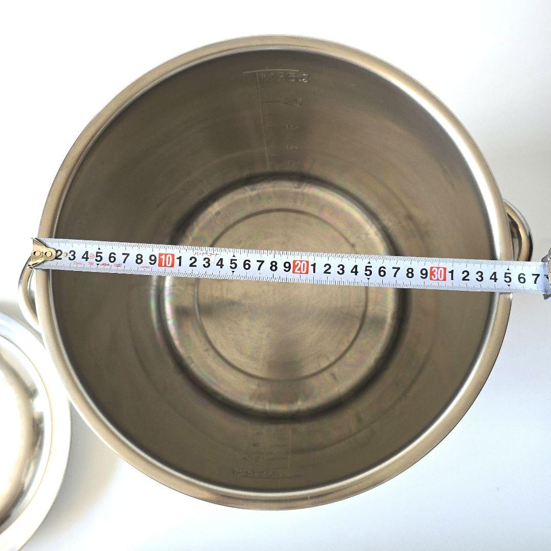 燕三条 赤川器物製作所 AG 18-8 蓋 目盛付 寸胴鍋 33cm 26Ｌ ①