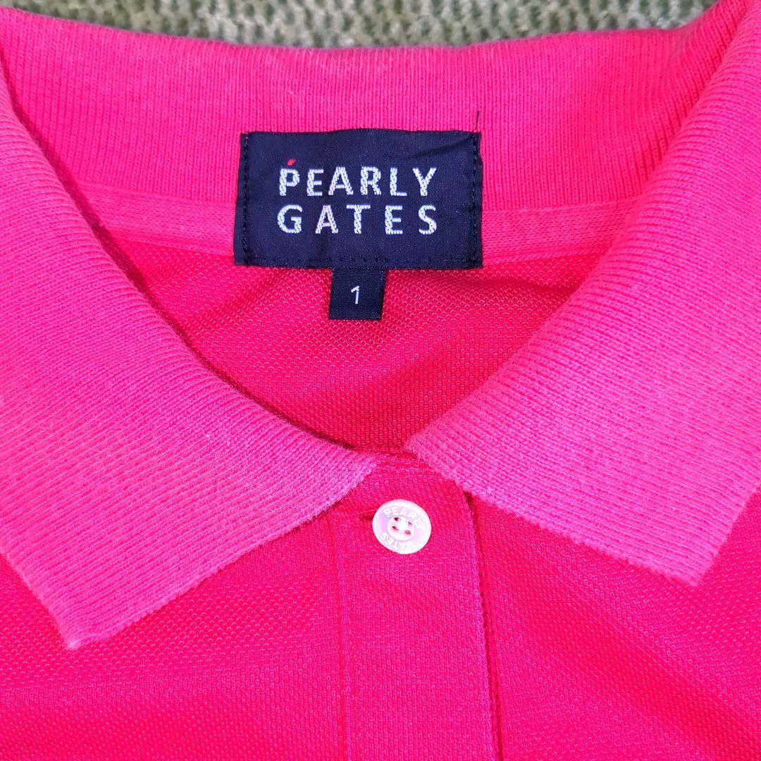美品✨パーリーゲイツ 半袖ポロシャツ ピンク ニコちゃん ワッペン サイズ1