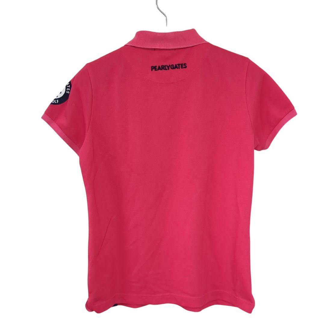 美品✨パーリーゲイツ 半袖ポロシャツ ピンク ニコちゃん ワッペン サイズ1