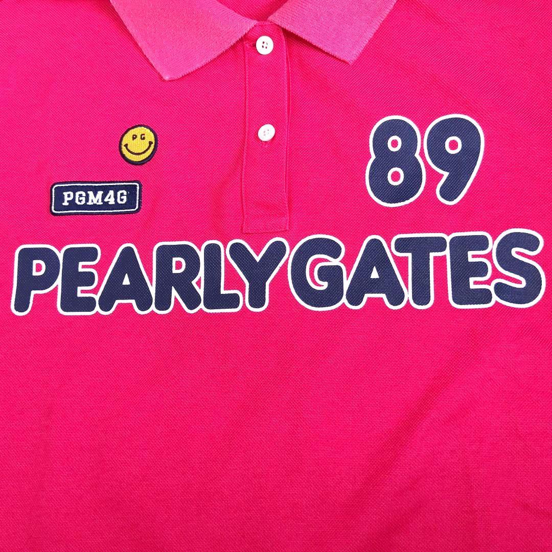 美品✨パーリーゲイツ 半袖ポロシャツ ピンク ニコちゃん ワッペン サイズ1