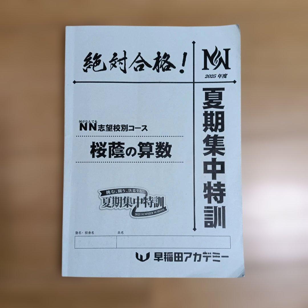 早稲田アカデミー　夏期集中特訓　桜蔭の国算理社　2025年度