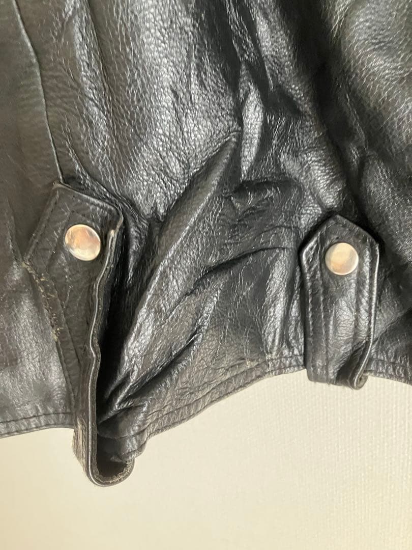 フリンジ　ダブルライダース　ワイルド　本革ジャケット　ブラック　LL