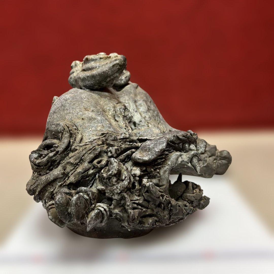 小久保凌 萩焼 灰被獅子置 共箱 11.8kg 東キ8-0313☆2Fトコオコ